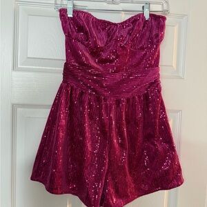 PrettyLittleThing Fuchsia Sequin Strapless Dress